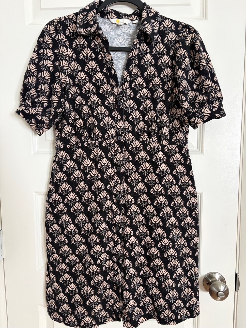 Boden Black Dress with Floral Motif